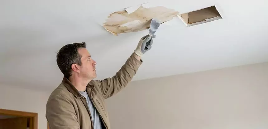 Ceiling Water Stain and Drywall Repair in Prairie Village